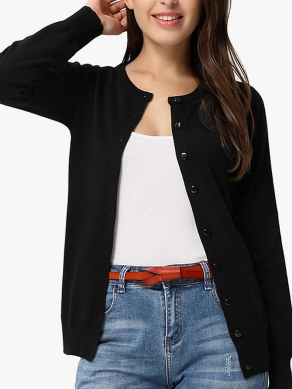 Classic Black Women's Button-Front Sweater Cardigan XL